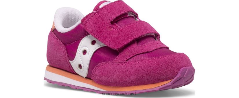 Baby Jazz Hook & Loop Sneaker Saucony Kids RH86VR989Fuchsia/Coral/White