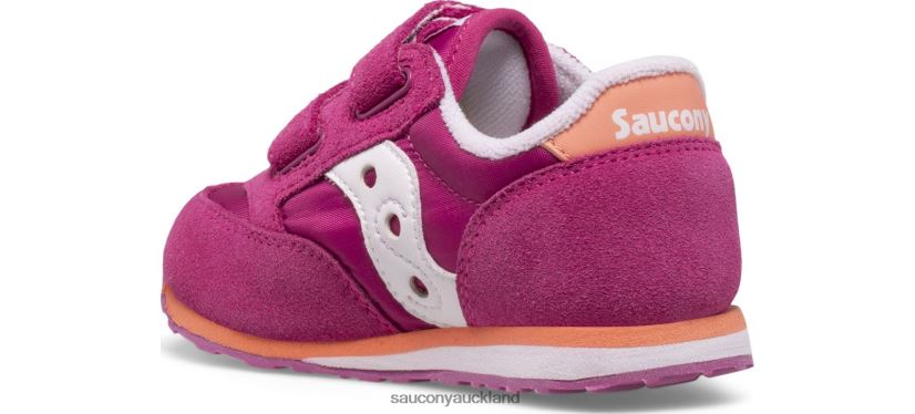 Baby Jazz Hook & Loop Sneaker Saucony Kids RH86VR989Fuchsia/Coral/White