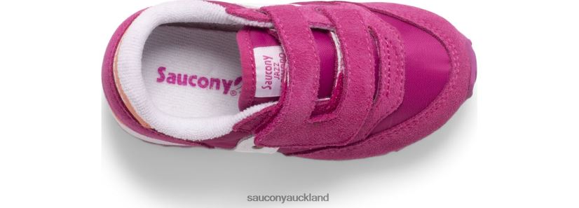 Baby Jazz Hook & Loop Sneaker Saucony Kids RH86VR989Fuchsia/Coral/White