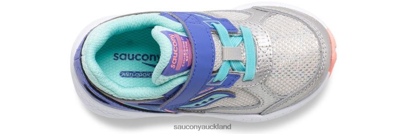 Cohesion 14 A/C Jr. Sneaker Saucony Kids RH86VR921Silver/Periwinkle/Turq