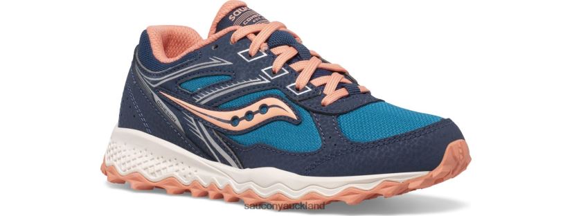 Cohesion TR14 Lace Sneaker Saucony Kids RH86VR896Navy/Teal/Coral