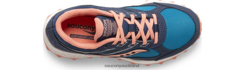 Cohesion TR14 Lace Sneaker Saucony Kids RH86VR896Navy/Teal/Coral