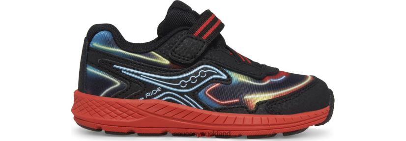 Ride 10 Jr. Sneaker Saucony Kids RH86VR984Neon/Black/Red