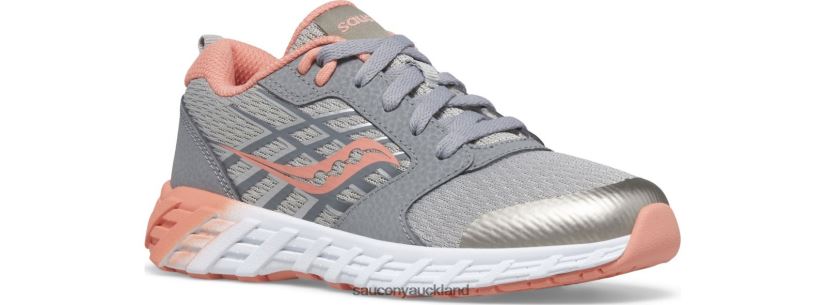 Wind 2.0 Lace Sneaker Saucony Kids RH86VR939Grey/Coral