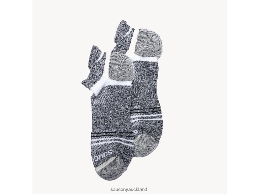 Inferno Merino Wool Blend No Show 3-Pack Sock Saucony Men RH86VR472Grey Marl