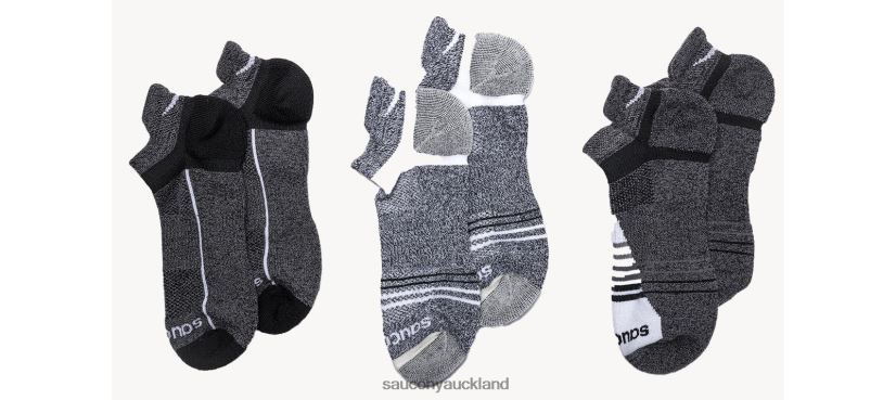 Inferno Merino Wool Blend No Show 3-Pack Sock Saucony Men RH86VR472Grey Marl