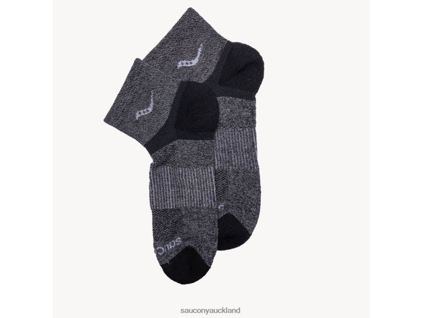 Inferno Merino Wool Blend Quarter 3-Pack Sock Saucony Men RH86VR473Grey Marl