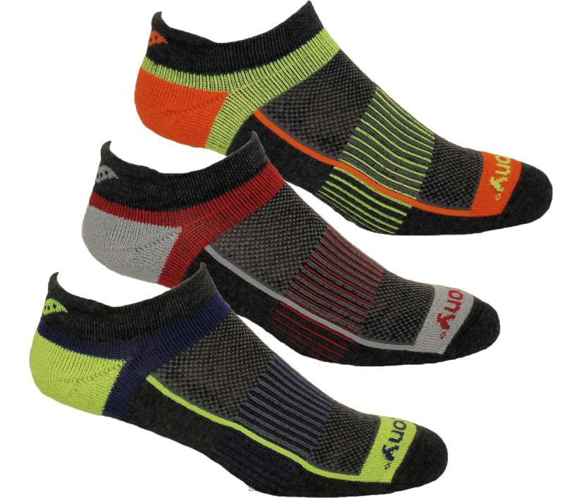 Inferno No Show Tab 3-Pack Socks Saucony Men RH86VR474Charocal Assorted