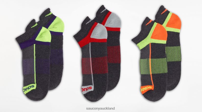 Inferno No Show Tab 3-Pack Socks Saucony Men RH86VR474Charocal Assorted