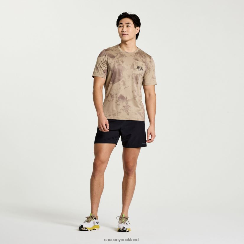 Explorer Short Sleeve Saucony Men RH86VR379Pewter Tie-Dye Print
