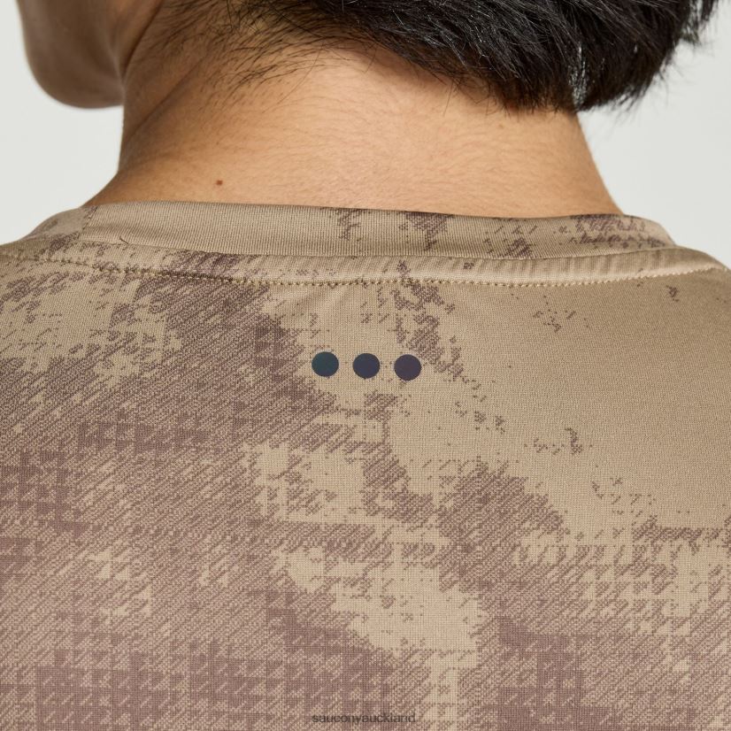 Explorer Short Sleeve Saucony Men RH86VR379Pewter Tie-Dye Print