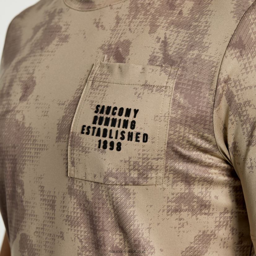 Explorer Short Sleeve Saucony Men RH86VR379Pewter Tie-Dye Print