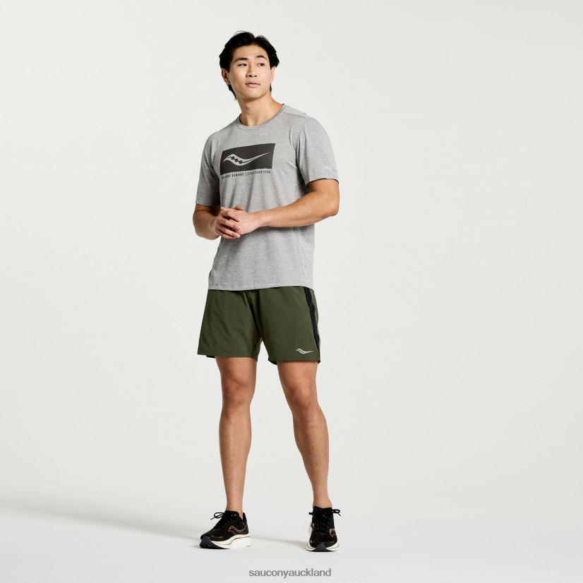 Stopwatch Graphic Short Sleeve Saucony Men RH86VR346Light Grey Heather Graphic