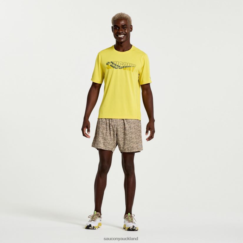 Stopwatch Graphic Short Sleeve Saucony Men RH86VR348Sulphur Heather Graphic