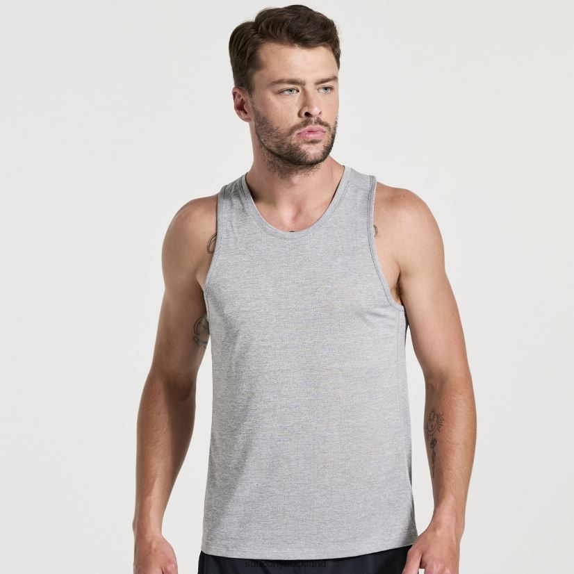 Stopwatch Singlet Saucony Men RH86VR308Light Grey Heather