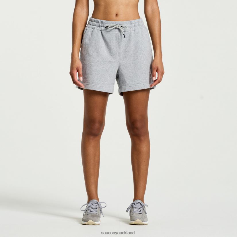 Rested Sweat Short Saucony Women RH86VR831Light Grey Heather Graphic