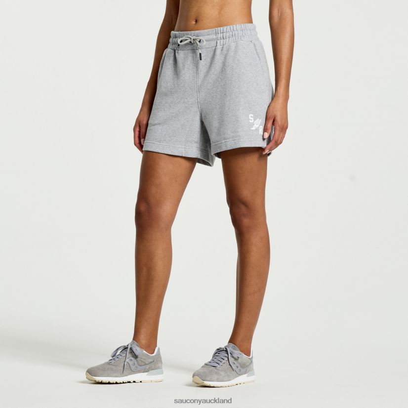 Rested Sweat Short Saucony Women RH86VR831Light Grey Heather Graphic