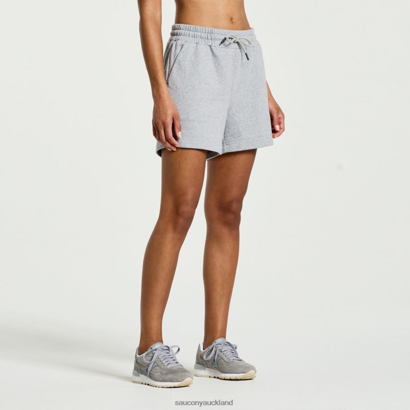 Rested Sweat Short Saucony Women RH86VR831Light Grey Heather Graphic