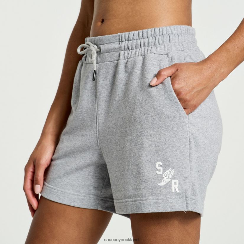 Rested Sweat Short Saucony Women RH86VR831Light Grey Heather Graphic